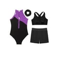 thumbnail image 4 of TSSOE Kids Ballet Dance Outfits Teen Rhythmic Gymnastic Leotard with Shorts Girls Yoga Acrobatics Bodysuit Purple 14, 4 of 7