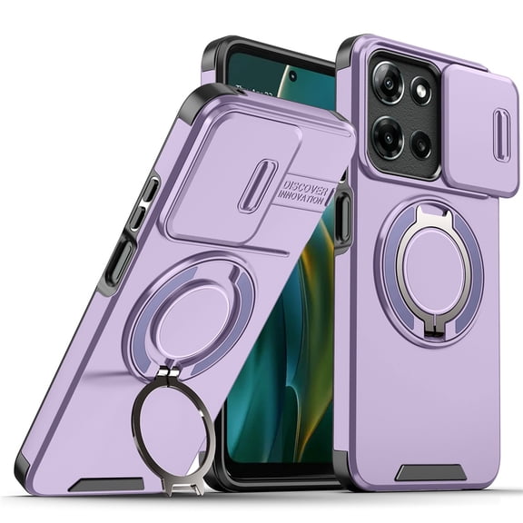 for Motorola Moto G 5G 2025 / G 2026 / G Play 2026, Military Grade Shockproof Bumper Rugged Rotating Stand Ring Holder Anti-Scratch Magnetic Cover Compatible with Car Mount Case,Purple