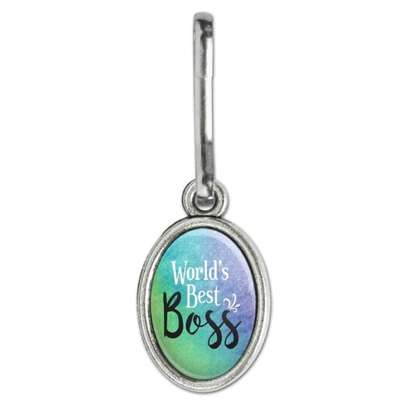 World's Best Boss Antiqued Oval Charm Clothes Purse Suitcase Backpack Zipper Pull Aid