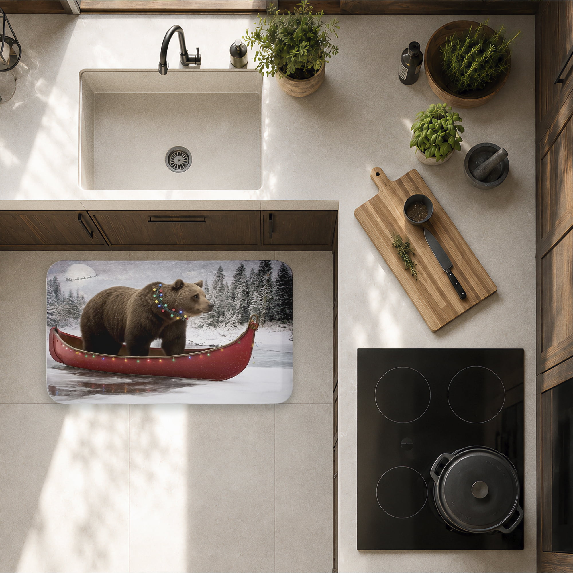 Stupell Industries Yuletide Voyage Bear Printed Anti-Fatigue Floor Mat, design by Kelley Parker