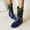 Drak Blue, variant on UTTOASFAY Boots for Women, Autumn and Winter Sequins Stitching Patent Leather Pointed Toe Boots Flat Boots Rollbacks