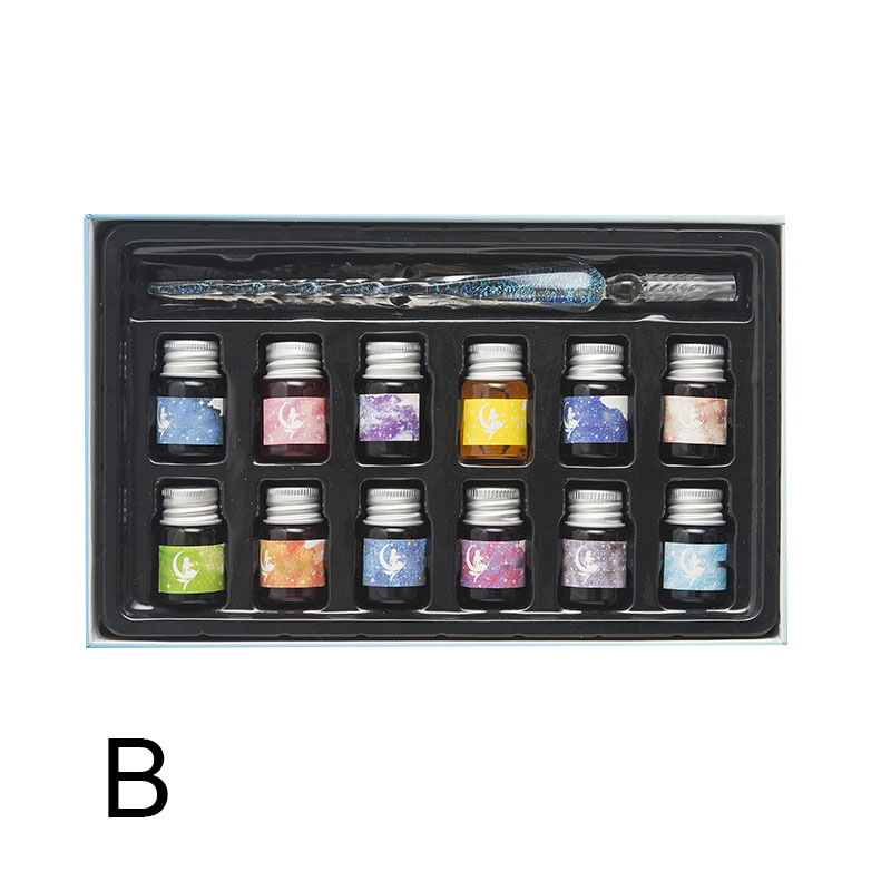 Stamens Glass Pen,Crystal Starry Sky Glass Pen And Ink Set Glass Dip