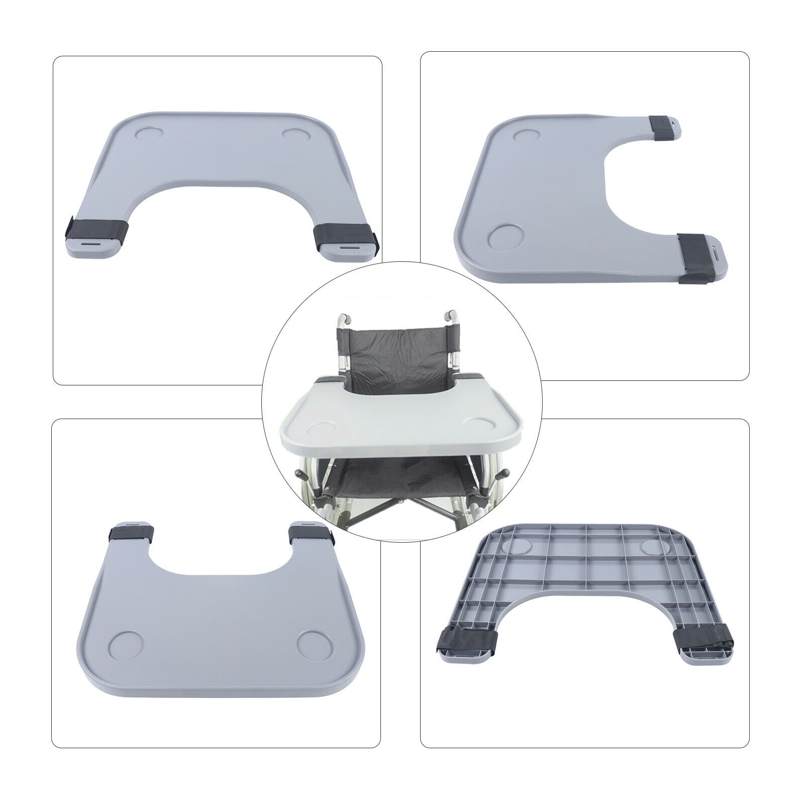 Wheelchair Lap Tray Table Accessories W/2 Cup Holder for Disabled Eating Reading