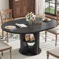 thumbnail image 4 of Fsbecl Extendable Wooden Round Dining Table, 43.3"-59" Oval Kitchen Table with Storage, Black (4-6 Count), 4 of 10