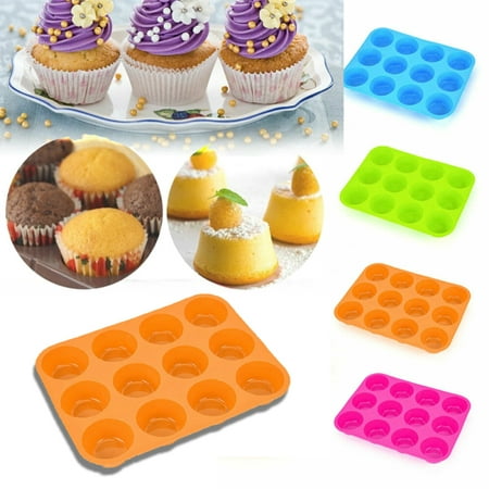 Silicone Cupcake Pans 12 Cups Silicone Baking MoldsSilicone Reusable Bread, Cake, Cupcake Trays and Muffin Baking (Best Pan For Making Dosa)