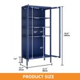 thumbnail image 4 of Craftian 70.8"H Metal Display Storage Cabinet with LED Lights & Glass Doors, Navy Blue, 4 of 8