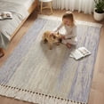 thumbnail image 3 of Bedroom Rug Carpet 3'x 5', Purple Grey Washable Floor Carpet with Tassels, Farmhouse Gray Barn Wooden Vintage Striped Elegant Soft Floor Rug Mat for Patio, Balcony, Laundry, Room Decor, 3 of 9