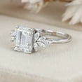 thumbnail image 4 of Eclet Jewels Prong Set 2 Ct Emerald Cut Lab Created Diamond Ring - 14K White Gold Over Birthday Ring - Leaf Shape Wedding Engagement Ring for women's - Gorgeous Wedding Anniversary Gifts for Women's, 4 of 9