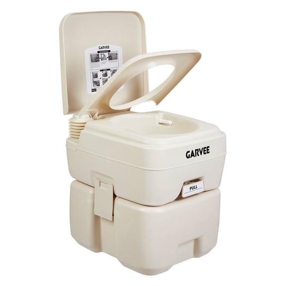 Heavy-Duty Portable Camping Toilet for Commercial Restrooms – 5.3 Gallon Detachable Tank – Includes Carry Bag – Ideal for RV, Boat, Truck, Outdoor Use – Beige