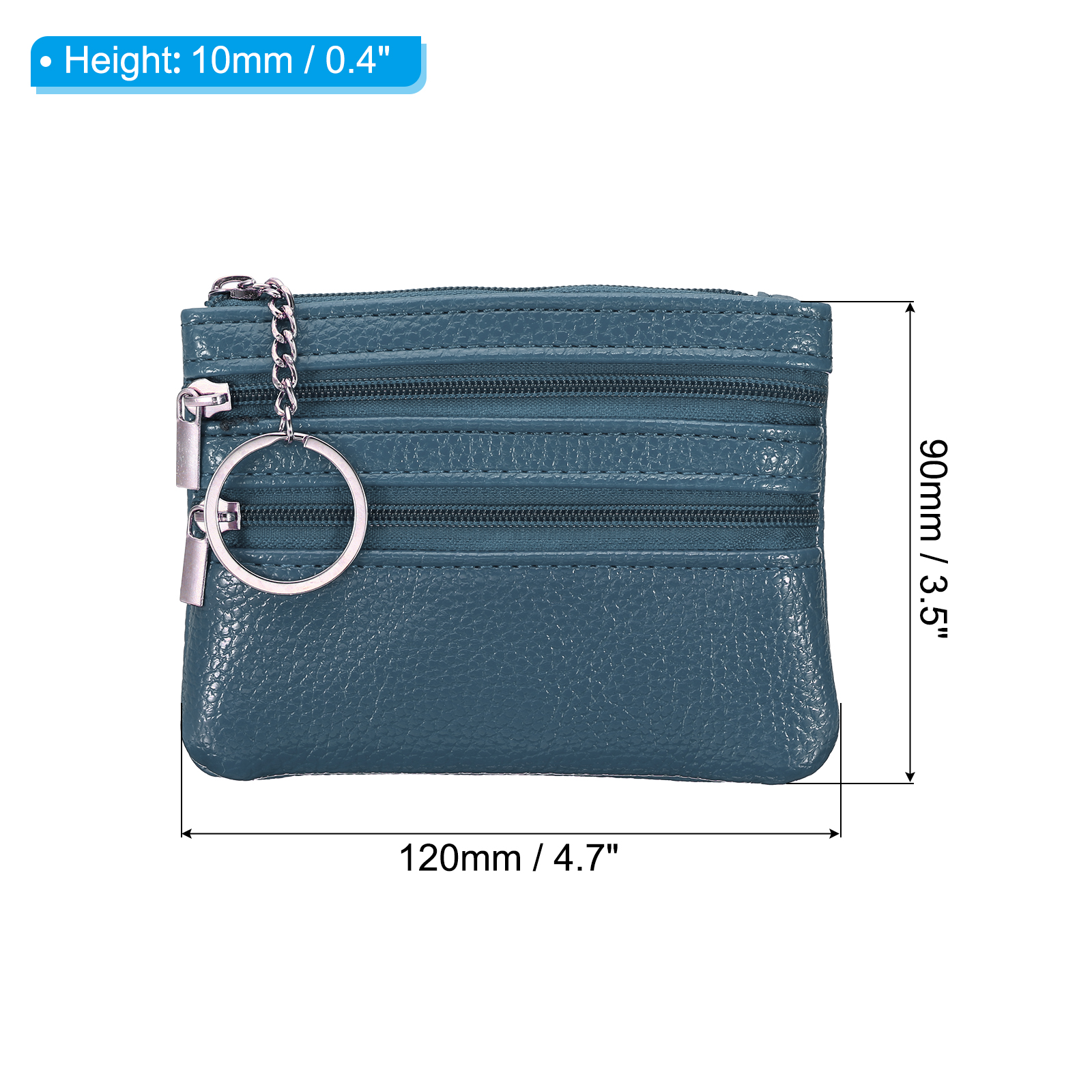 Unique Bargains Leather Change Purses Small Organizer Bags Navy Blue