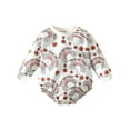 thumbnail image 1 of Kmbangi Baby Girls Flower Rainbow Print Sweatshirt Romper Letter Long Sleeve Infant Jumpsuits Spring Fall Casual Clothes Bodysuits, 1 of 9