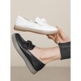 thumbnail image 4 of 2022 Verano Mujer Bowtie Hollow Out Blanco Negro Pisos Zapatos Casuales Mocasines De Cuero De Vaca Genuino Zapatos Sin Cordones Perezosos, 4 of 5