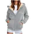 thumbnail image 3 of Sentmoon Veste d'Hiver pour Femmes Surdimensionnée en Molleton avec Imprimé Sweat à Capuche pour Femmes Manches Longues Col à Capuche Automne et Hiver Extensible et Flexible pour Mode et Quotidien Gris m, 3 of 6