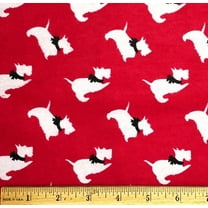 1 Yard - Scottie Dog on Red Flannel Cotton Fabric (Great for Quilting, Sewing, Craft Projects, Throw Pillows & More) 1 Yard X 44" Wide