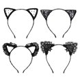 thumbnail image 1 of 4 Uds. Diadema con orejas de gato de encaje para mujeres y niñas, accesorios para el cabello para decoración de fiestas, regalos de Navidad y Halloween MFZFUKR BST3040381-1, 1 of 5