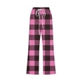thumbnail image 4 of Besolor Womens Capri Pants Plaid Elastic Waist Straight Leg Pants Drawstring Casual Plus Size Lounge Trouser with Pockets, 4 of 5