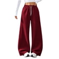 thumbnail image 3 of Gytharion Women's Solid Color Wide Leg Sweatpants Drawstring Elastic High Waist Joggers Loose Casual Streetwear Pants with Pockets, 3 of 6