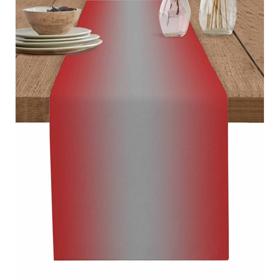 Table Runner Ombre Red Gray Table Decoration for Kitchen Dinning Gradient Color Table Decoration for Indoor Outdoor Party Wedding Decor 13x72 Inch