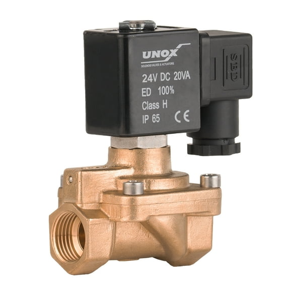 UNOX 3/8" NPT High Pressure Solenoid Valve 24V DC, Brass Control Valve Normally Closed - 0.5-40 Bars Multi-Purpose Reliable Control Valve for Water and Air