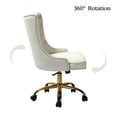 thumbnail image 4 of Home Office Computer Desk Chair Velvet Tufted Wingback Upholstered Task Rolling Chairs Swivel Adjustable Nailhead White Ivory, 4 of 11