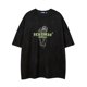 thumbnail image 1 of American Retro Deer Velvet Heavyweight Short Sleeve T-shirt Men's Fashion Brand Angel Cross Print Top, 1 of 4