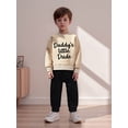 thumbnail image 4 of Jxzom Baby Boy Fall Clothes Set Daddy's Little Dude Letter Embroidered Long Sleeve Sweatshirt Tops Long Pants 0 6 12 18 24 Months 2T 3T Toddler Infant Outfits, 4 of 8