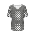 thumbnail image 5 of Sexlip Womens Short Sleeve V Neck Blouse Polka Dot Print Design Breathable Fabric Relaxed Silhouette for Casual Outings Gray XXL, 5 of 7