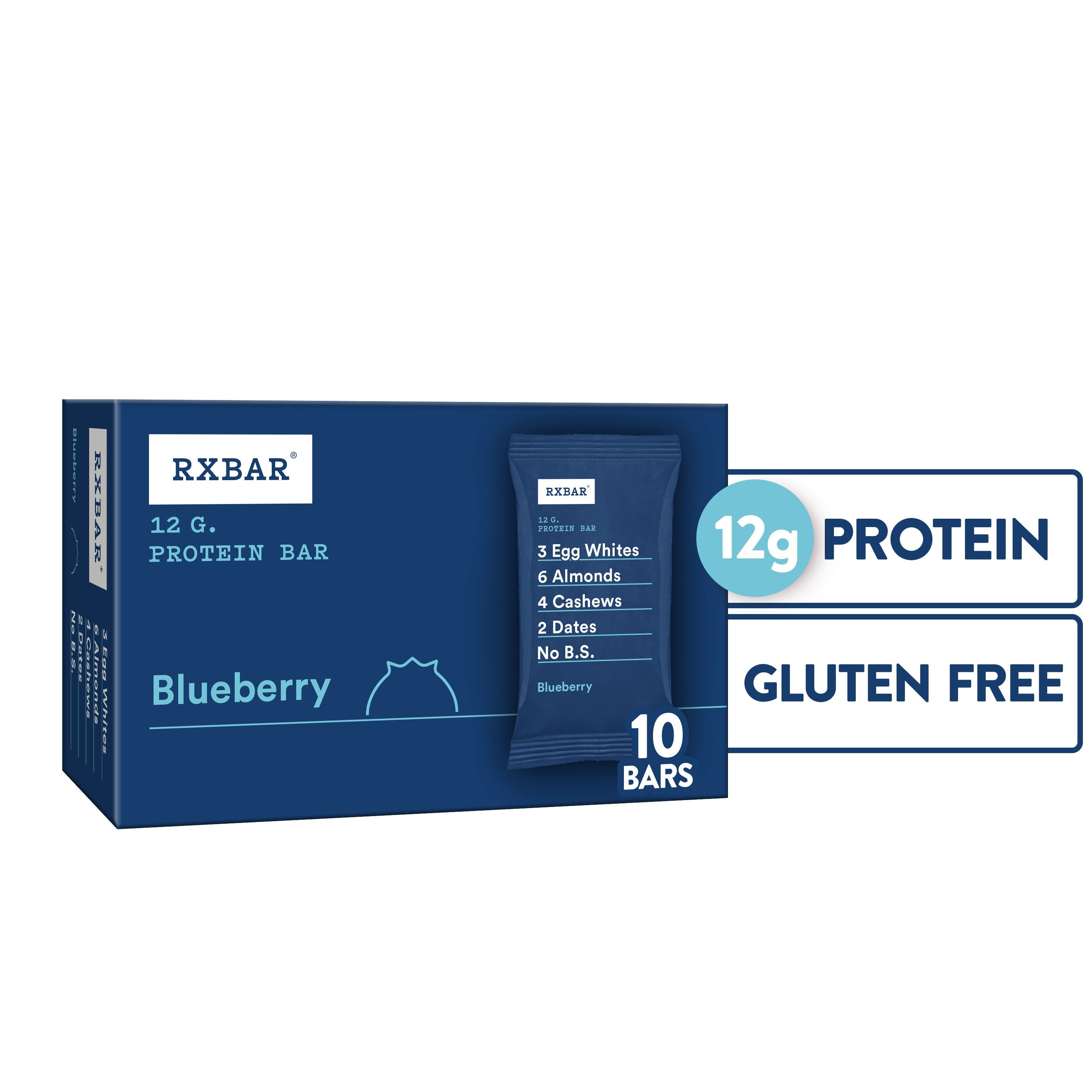 RXBAR Protein Bar, Blueberry, 10 Ct, 18.3 Oz, Box