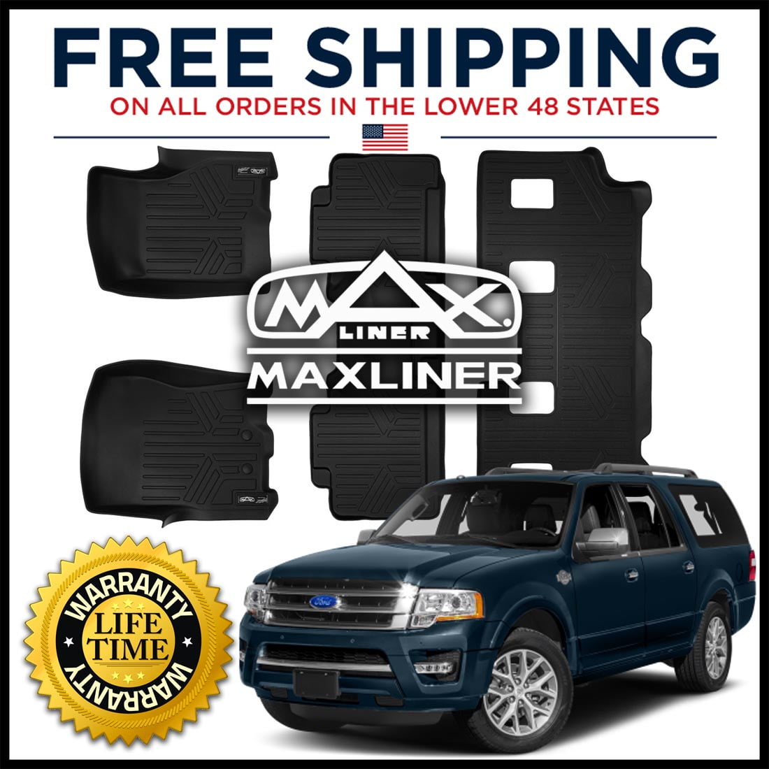 All Weather Floor Mats Maxliner 3rd Row Blk Custom Fit 11 17 Dodge