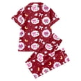 thumbnail image 5 of MEZZALL Women Halloween Pajama Set Ghost Bow Pattern Button Front Short Sleeve Top With Chest Pocket Elastic Waist Full Length Pants Soft Sleepwear Set Holiday 2 Piece Pjs, 5 of 5