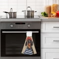 thumbnail image 4 of Yayeee Kitchen Hanging Hand Towels Set of 2 with Loop Bathroom Absorbent Tie Towel, Dog Artist, 4 of 7