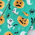 thumbnail image 5 of 2-Piece Halloween Pajamas Women Satin Casual Festive Design Ghost Bat Pattern Summerween Pajamas Loungewear Button Down Short Sleeve Sleepwear Set, 5 of 7