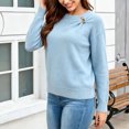 thumbnail image 4 of IUYRTFE Women Round Neck Solid Color Knit Sweater Loose Fit Long Sleeve Pullover Top for Fall Winter Casual Wear, 4 of 9