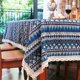 thumbnail image 2 of Vintage Style Tablecloth, Cotton Linen Lace Washable Dinner Picnic Table Cloth Home Decorative Cover, Navy Blue 140*180cm, 2 of 5