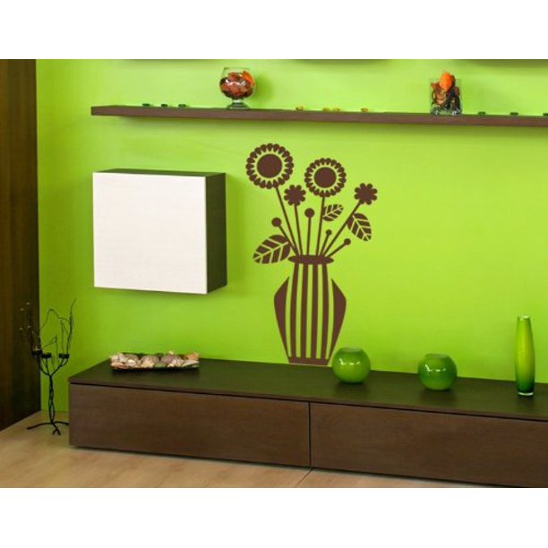HUGE VASE OF FLOWERS wall art sticker vinyl BEDROOM | Wall paint designs, Vinyl tree wall decal, Creative wall painting
