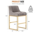 thumbnail image 4 of SEYNAR Mid-Century Modern Velvet Low-Back Bar Stools with Metal Frame, Set of 2（Gray）, 4 of 12