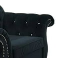 thumbnail image 3 of Rima 51 Inch Classic Accent Chair, Velvet Upholstery, Rolled Arms, Black, 3 of 5