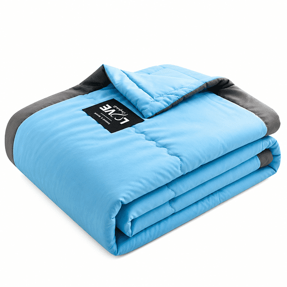 FURMORA Weighted Blanket for All-Season Summer Fall Winter Cooling Breathable Heavy Microfiber Material Big Blanket Soft Thick Comfort (Blue)