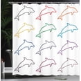 thumbnail image 4 of Ambesonne Abstract Art Shower Curtain, Jumping Dolphins, 69"Wx84"L, Multicolor, 4 of 5