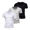 thumbnail image 1 of Camiseta de manga corta AIOPESON 5 piezas marca hombres Casual Color sólido Slim Fit cuello en V 100% algodón AIOPESON Mangas cortas de algodón con cuello en V., 1 of 6