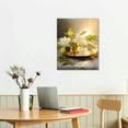 thumbnail image 2 of Wall Art Floral Canvas Pictures: White Abstract Flower Print on Canvas Artwork for Office Dining Rooms, 2 of 4