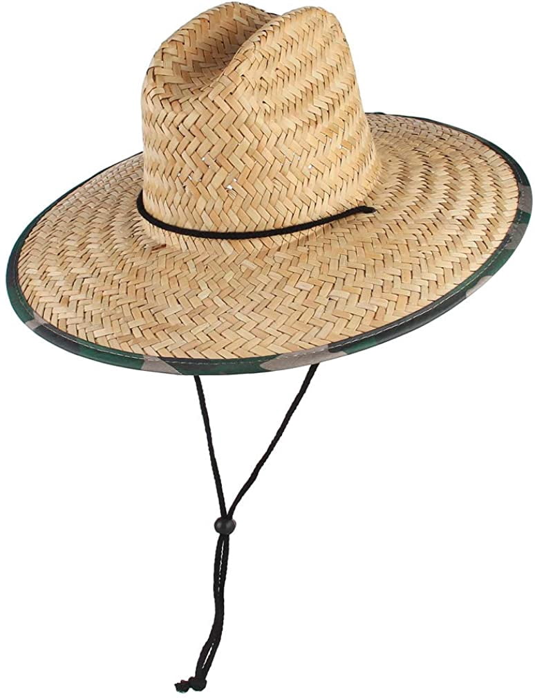 Summer Straw Sun Hat Printed Wide Brim 