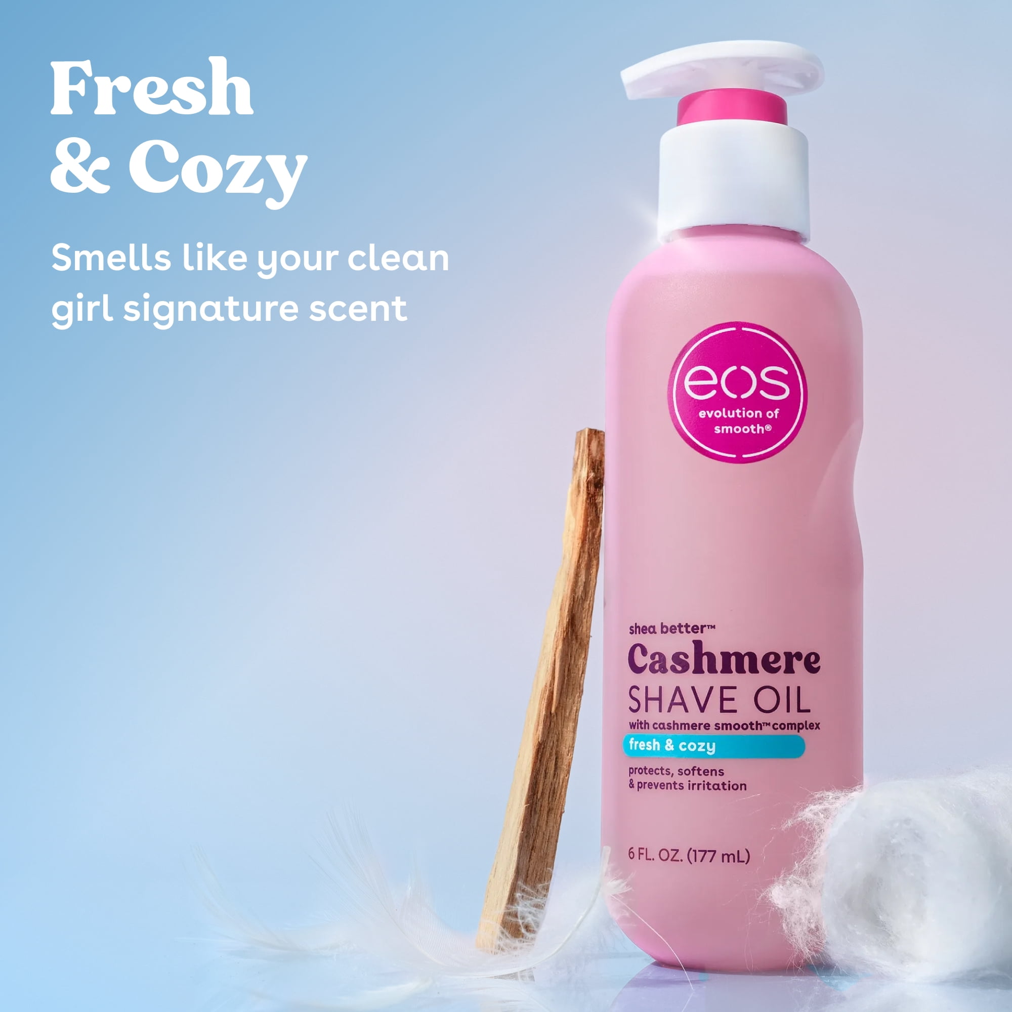(2 pack) eos Cashmere Shave Oil for Smooth Skin - Fresh & Cozy - 6 fl oz