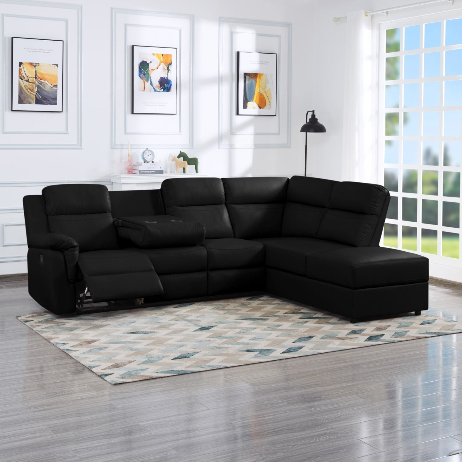 Gewnee 110.2” Manual Reclining Sectional Sofa Reclining Sofa Modern Contemporary Style and Functionality for Living Room, Office