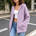 thumbnail image 6 of CBASIHI Womens Oversized Sweatshirts with Pockets- Casual Trendy Long Sleeve Fall Drawstring Drop Shoulder Zip Up Hoodies Hot Pink Size S, 6 of 8