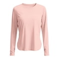 thumbnail image 5 of Women's Long Sleeve UPF 50+ Sun Shirt, Loose Fit Breathable Polyester Workout Top for Outdoor Yoga, Running, Hiking, and Sun Protection, Solid Color Athletic Layer Light Pink S, 5 of 5