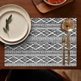 thumbnail image 4 of Black Geometric Triangle Diamond Pattern Summer Placemats Table Placemats Set Of 6-Linen Kitchen Washable Placemats Table Mats 11.8"x17.7"Non-Slip Heat Resistant, 4 of 5