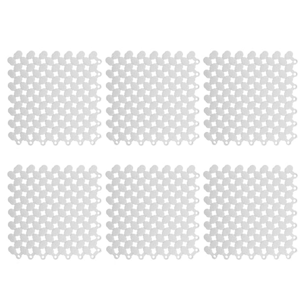 Juego de alfombrillas entrelazadas antideslizantes para cocina, baño, ducha, piscina, balcón, 6 piezas (20 x 20 cm, blanco)
