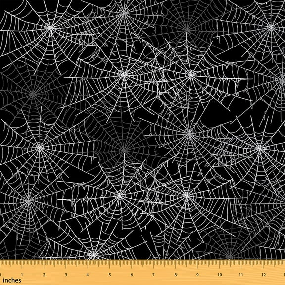 Castle Fairy Teenagers Spider Web Fabric by the Yard 1 Yard,Happy Halloween Home Decor Fabric by the Yard,Gothic Style Room Decor Fabric by the Yard,Microfiber Bedroom Decor