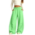 thumbnail image 4 of CPNG Girls Curved Barrel Sweatpants Solid Color Wide Leg Elastic High Waist Casual Pants Loose Street Style Jogger Pants, 4 of 9